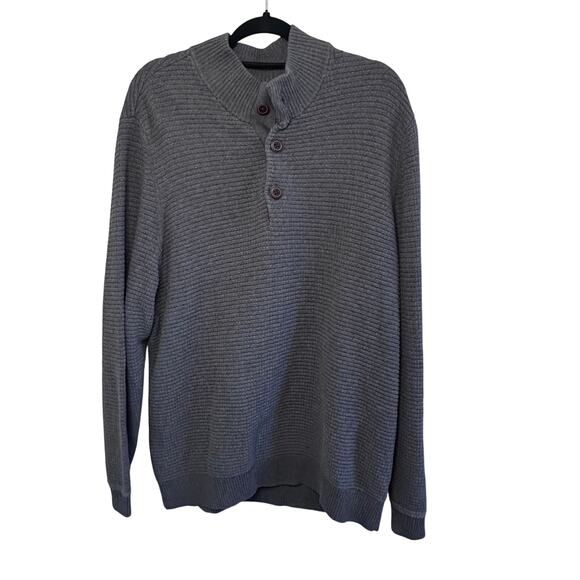 Mens vintage G.H Bass & Co. button waffle grey long sleeve sweater size XL - Picture 2 of 7